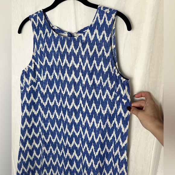 3/$20 💥 J.Crew Blue and White Linen Cotton Blend A-Line Sleeveless Dress Small - Picture 5 of 17